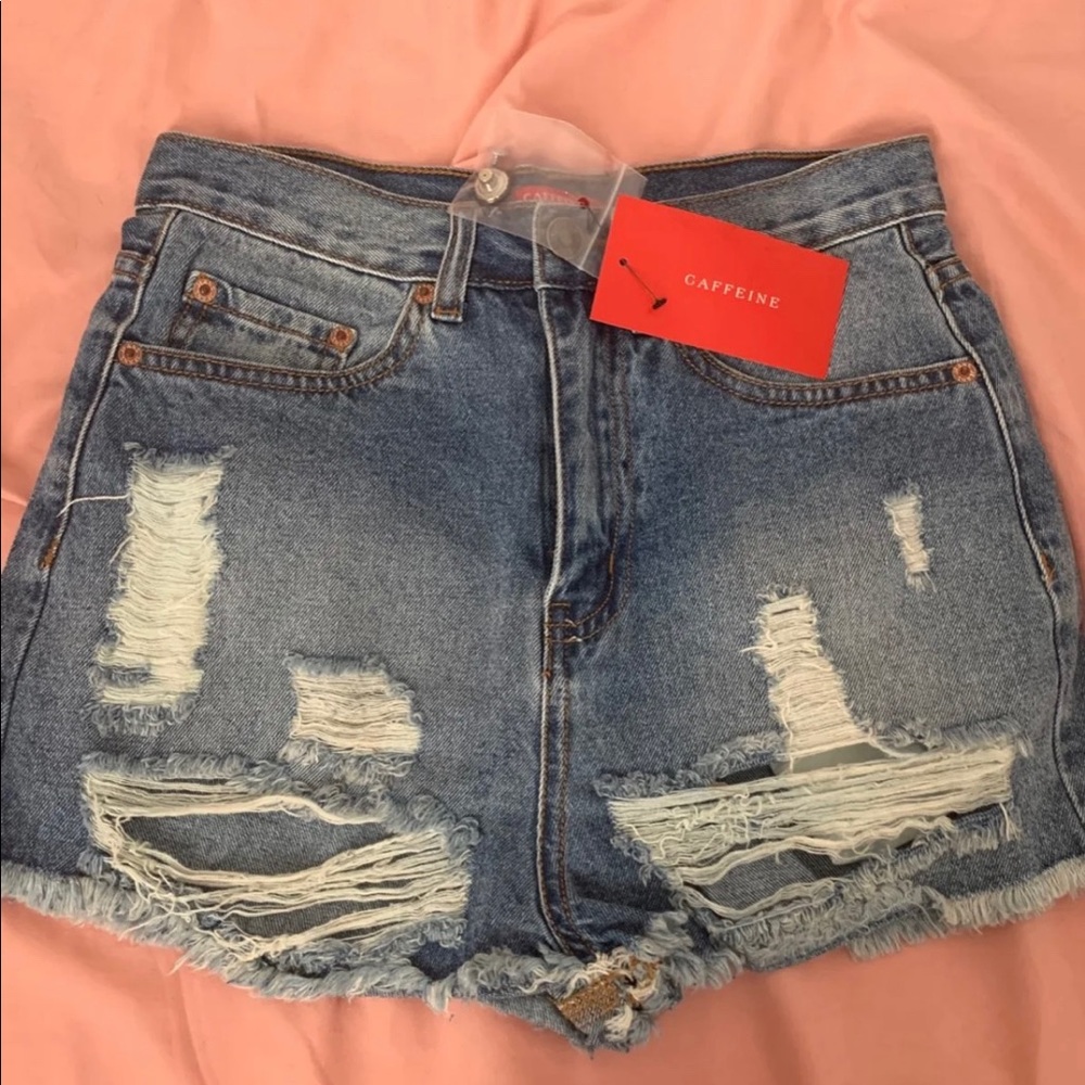 OOTDFash Distressed Medium Wash Denim Shorts